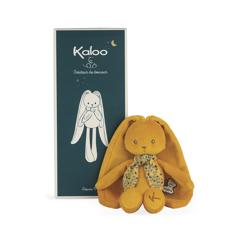 Kaloo Lapinoo Doudou Coniglio 25 cm - Peluche in Jersey e Maglia per Neonati - Colore Ocra - Materiali Morbidi - Confezione Regalo
