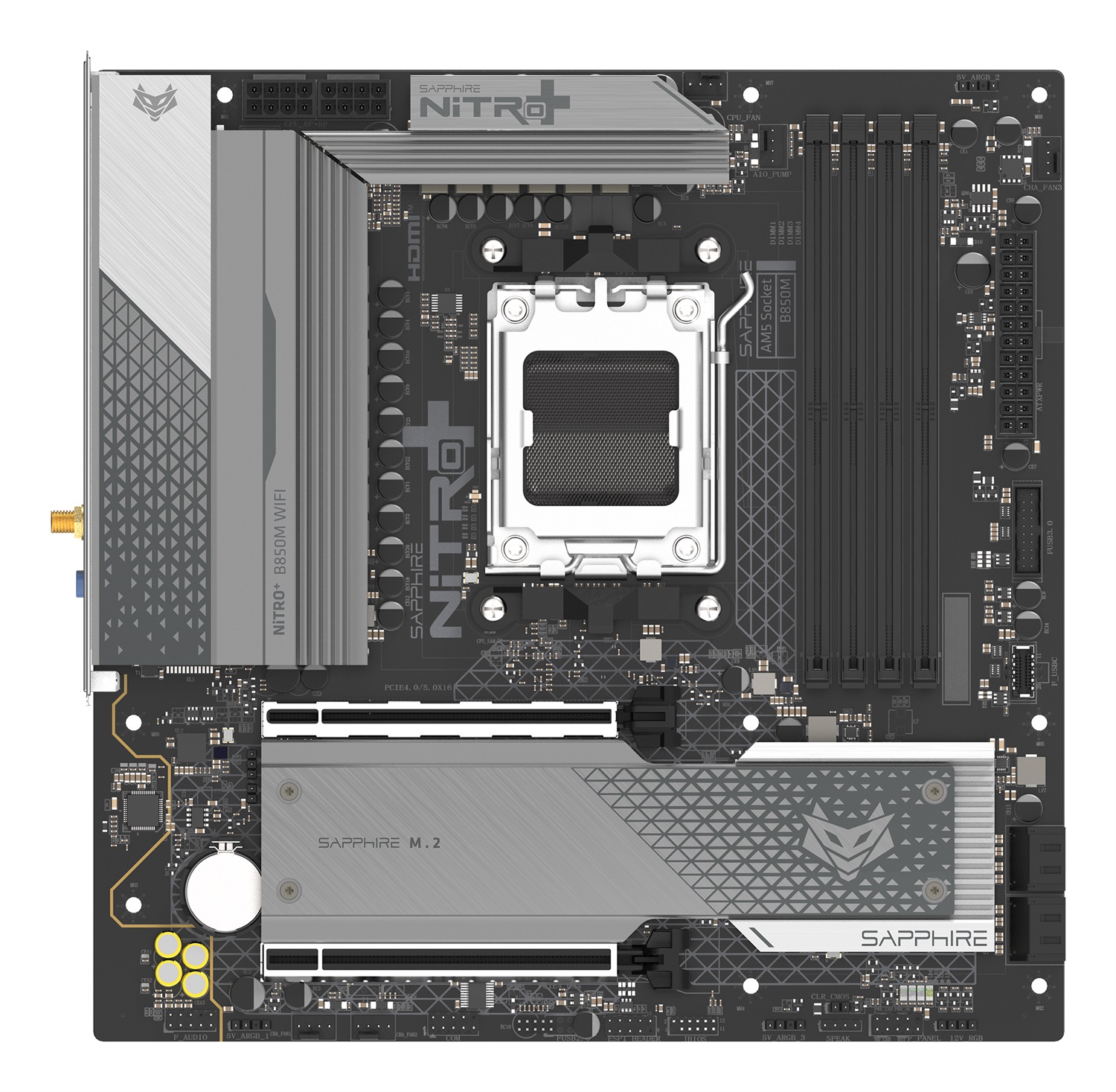 Sapphire Nitro B850M WiFi - Scheda Madre AM5 mATX con supporto DDR5 e 4 slot per RAM