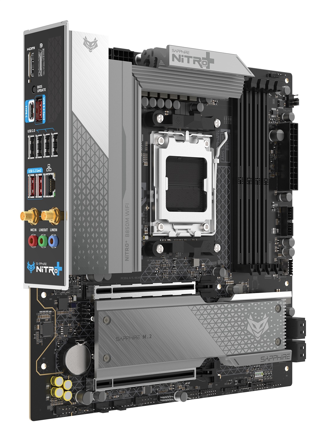 Sapphire Nitro B850M WiFi - Scheda Madre AM5 mATX con supporto DDR5 e 4 slot per RAM