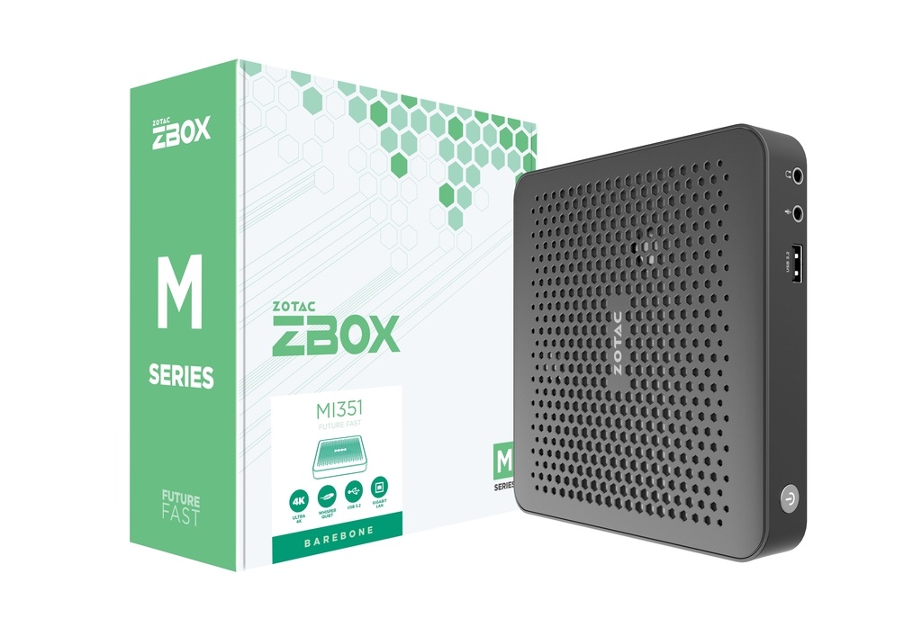 Zotac ZBOX MI351 Mini PC Barebone Intel N100 0,8 GHz, DDR5-SDRAM, fino a 16 GB, PCI Express, Ethernet LAN
