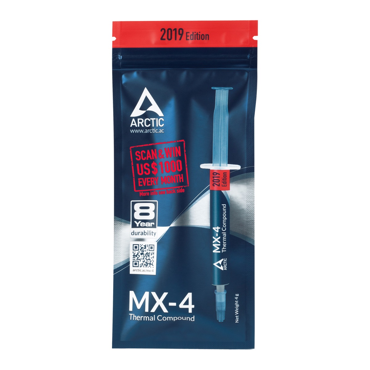 ARCTIC MX-4 Pasta Termica 4g - Conducibilità Termica 8,5 W/m·K, Densità 2,5 g/cm³