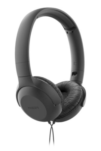 Philips UH201BK/00 Cuffie On-Ear Cablate con Microfono, Pieghevoli, Soft Earpad, 1.2m, Nero