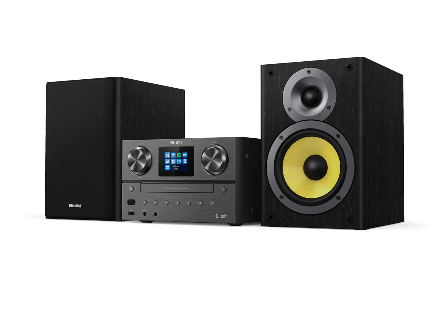 Philips TAM8905/10 Microsistema Audio 100W - Bluetooth, Spotify Connect, Radio Internet, DAB , Lettore CD, USB, Altoparlanti Bass Reflex, Design Classico