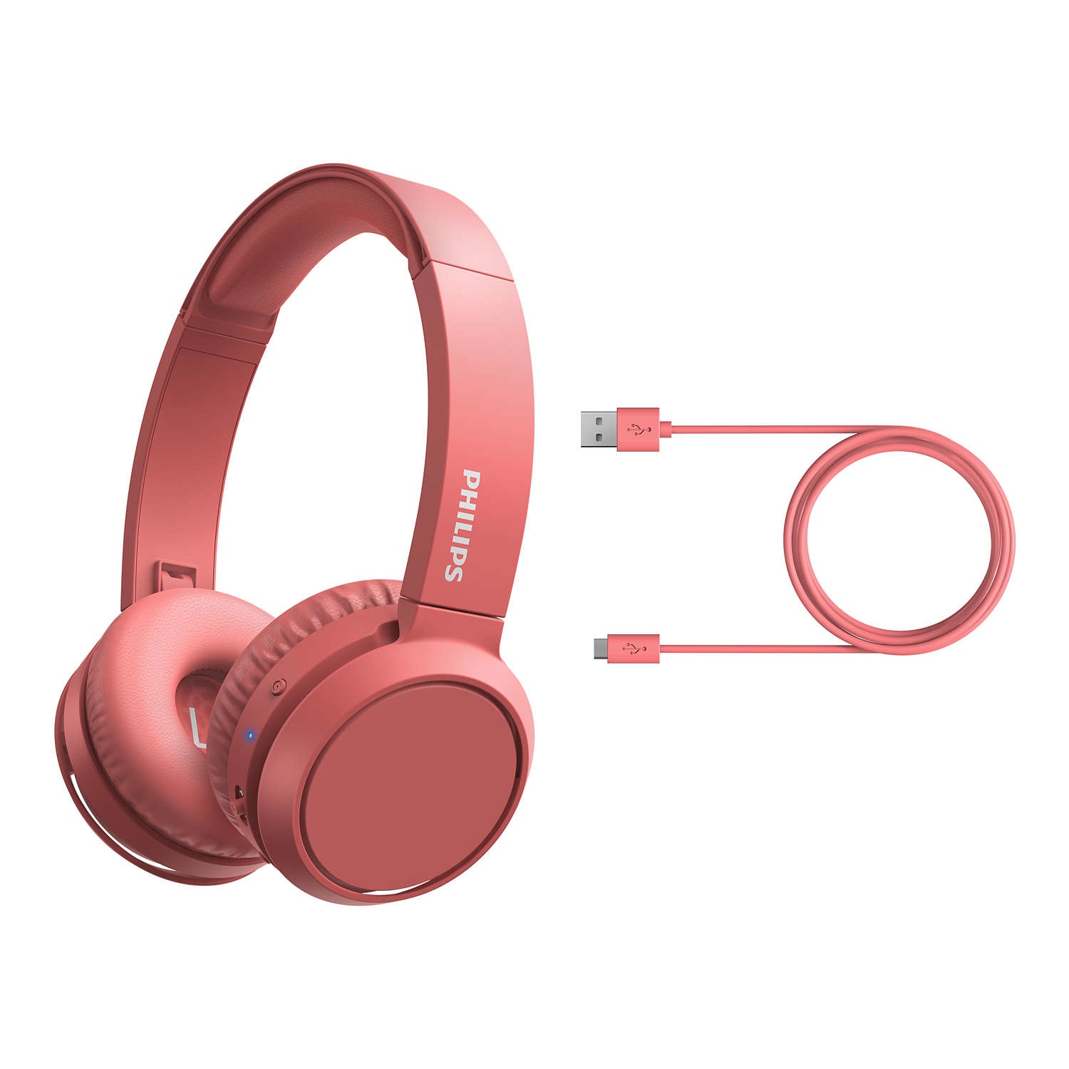 Philips TAH4205RD/00 Cuffie Over Ear Bluetooth con Tasto Bass Boost, Autonomia Fino a 29 Ore, Isolamento dai Rumori, Rosso