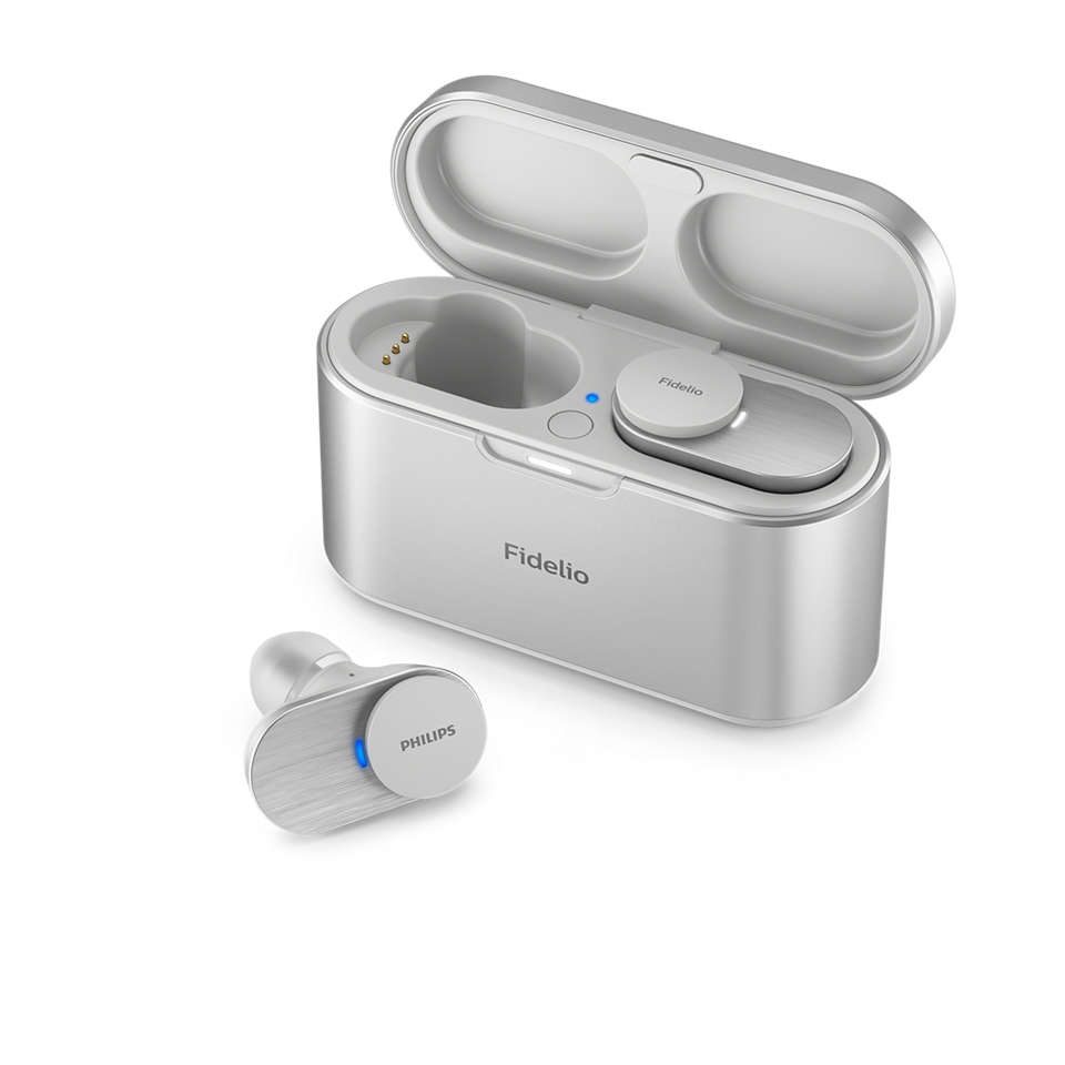 Philips T1WT/00 Cuffie True Wireless Stereo (TWS) In-ear con Cancellazione Rumore Pro, Controllo di Tocco, Bluetooth Multipoint, 48 Ore di Riproduzione, Design Premium Fidelio - Bianco