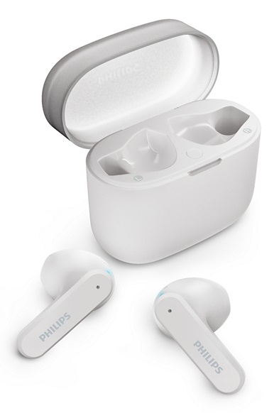 Philips TAT2139WT/00 Cuffie Auricolari True Wireless Bluetooth Bianco - Audio Naturale, Bassi Dinamici, Custodia di Ricarica, Chiamate Chiare