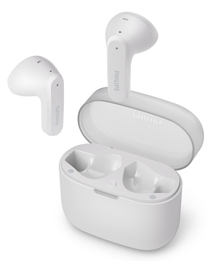 Philips TAT2139WT/00 Cuffie Auricolari True Wireless Bluetooth Bianco - Audio Naturale, Bassi Dinamici, Custodia di Ricarica, Chiamate Chiare