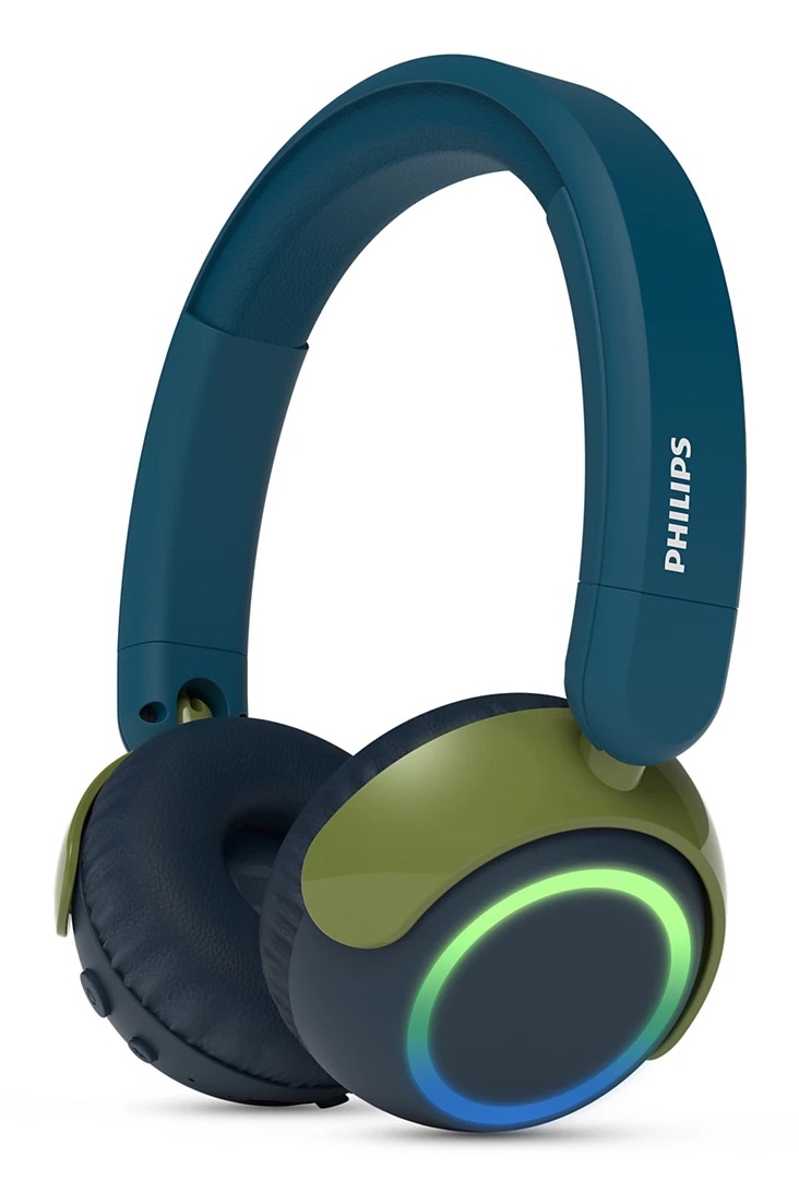 Philips TAK4200CT Cuffie Pieghevoli Wireless per Bambini - 45 Ore di Riproduzione, Volume Limitato, Condivisione Audio e LED Colorati