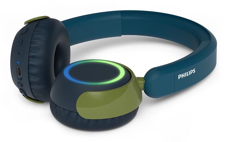 Philips TAK4200CT Cuffie Pieghevoli Wireless per Bambini - 45 Ore di Riproduzione, Volume Limitato, Condivisione Audio e LED Colorati