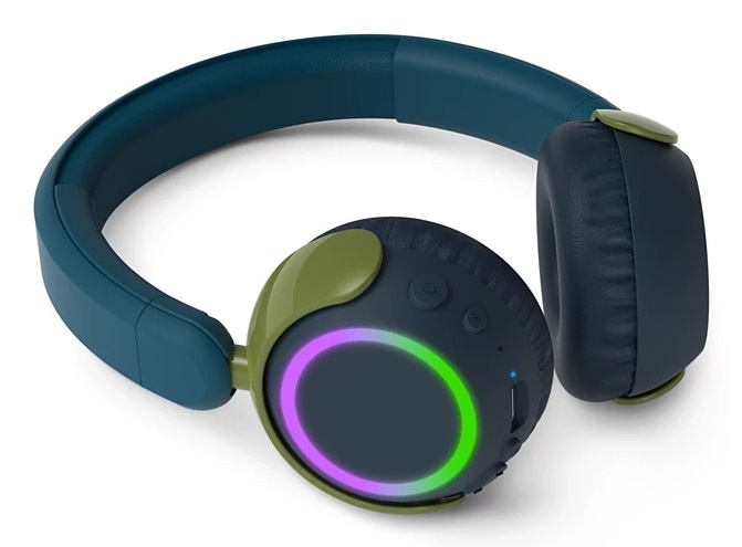 Philips TAK4200CT Cuffie Pieghevoli Wireless per Bambini - 45 Ore di Riproduzione, Volume Limitato, Condivisione Audio e LED Colorati