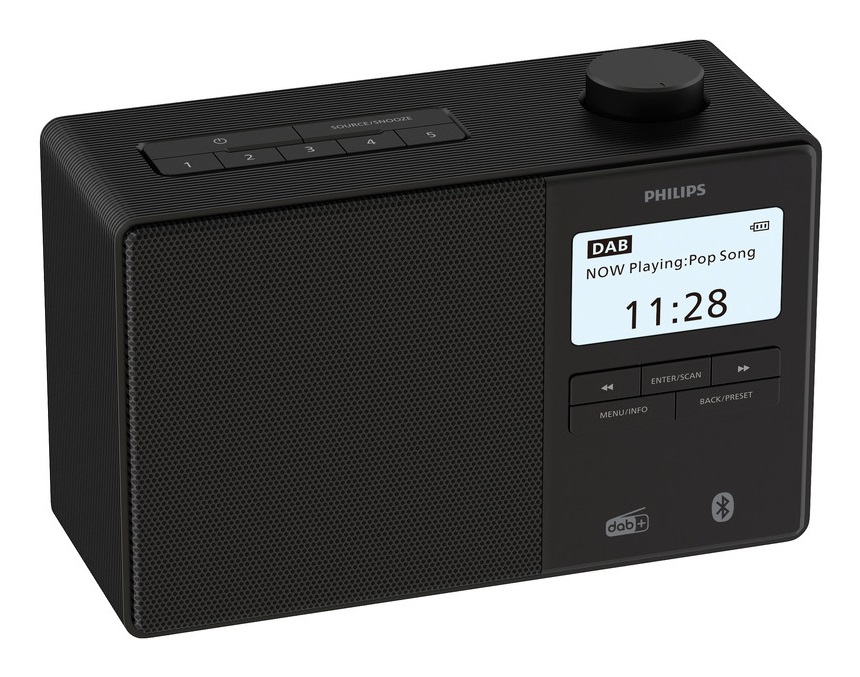 Philips TAR5600 Radio DAB/FM Portatile Impermeabile con Bluetooth e USB, Design Sostenibile e Resistente agli Schizzi