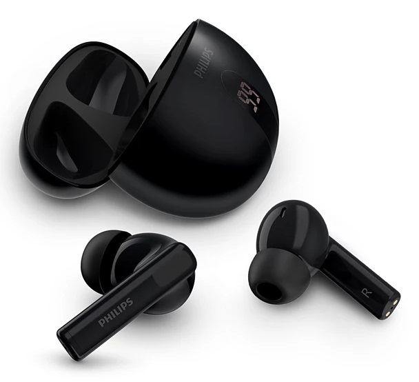 Philips TAT2520BK Cuffie Bluetooth True Wireless In-Ear con Cancellazione del Rumore, Gommini Piccoli, Suono Naturale e Bassi Dinamici - Nero