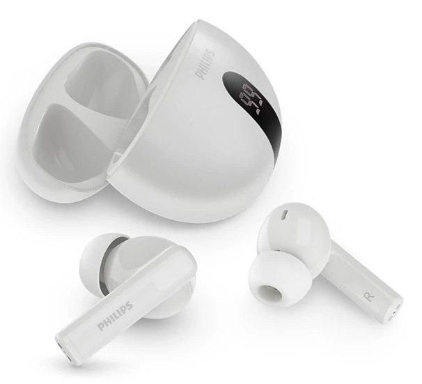 Philips TAT2520WT Cuffie Bluetooth True Wireless In-Ear con Cancellazione del Rumore, Gommini Piccoli, Suono Naturale e Bassi Dinamici - Bianco