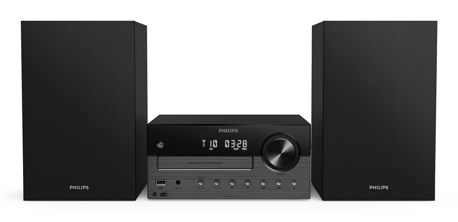 Philips TAM4505M2/12 Microsistema Audio Hi-Fi 80W con Bluetooth, DAB , Lettore CD, USB, Nero e Grigio scuro