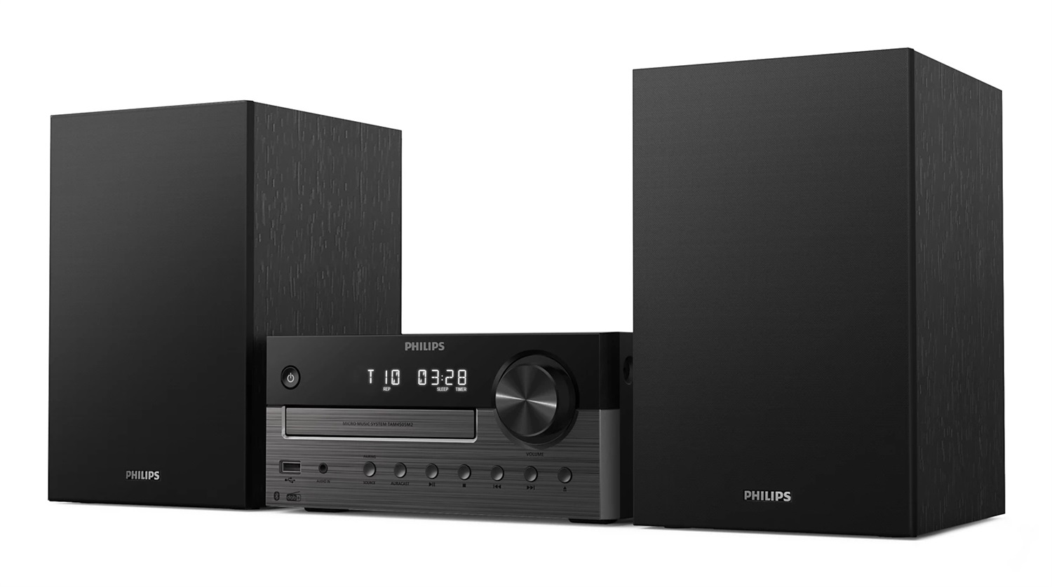 Philips TAM4505M2/12 Microsistema Audio Hi-Fi 80W con Bluetooth, DAB , Lettore CD, USB, Nero e Grigio scuro