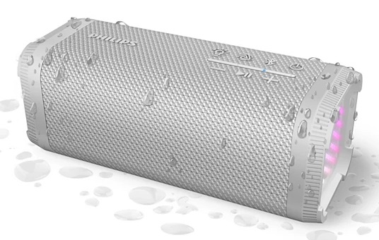 Philips TAS2000W Altoparlante Wireless Bluetooth 20W con Luci LED, Impermeabile IPX5, Fino a 20 Ore di Riproduzione