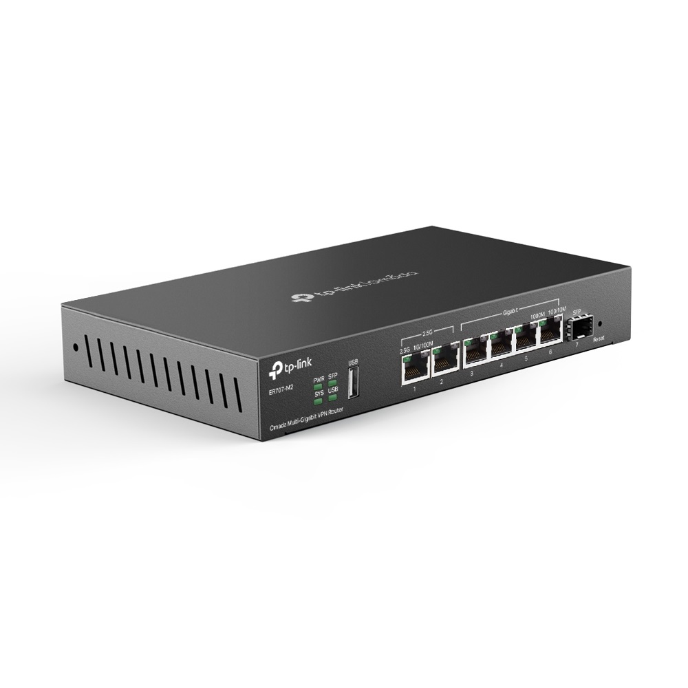 TP-Link ER707-M2 Router Cablato 2.5 Gigabit Ethernet, Fast Ethernet, Gigabit Ethernet Nero - Montabile a Muro, Supporto VPN