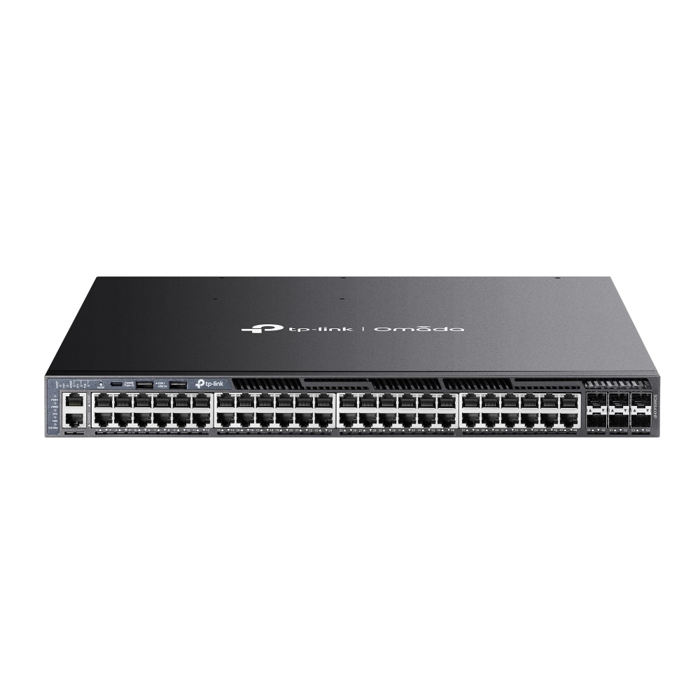 TP-Link Omada SG6654XHP Switch di Rete Gestito L3 con 48 Porte Gigabit Ethernet (10/100/1000), Supporto Power over Ethernet (PoE), Montaggio Rack 1U e 6 Slot SFP28 25G