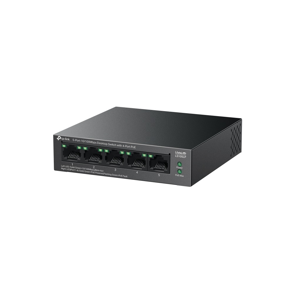 TP-Link LiteWave LS105P Switch Non Gestito 5 Porte Fast Ethernet (10/100) con 4 Porte PoE Montabile a Parete
