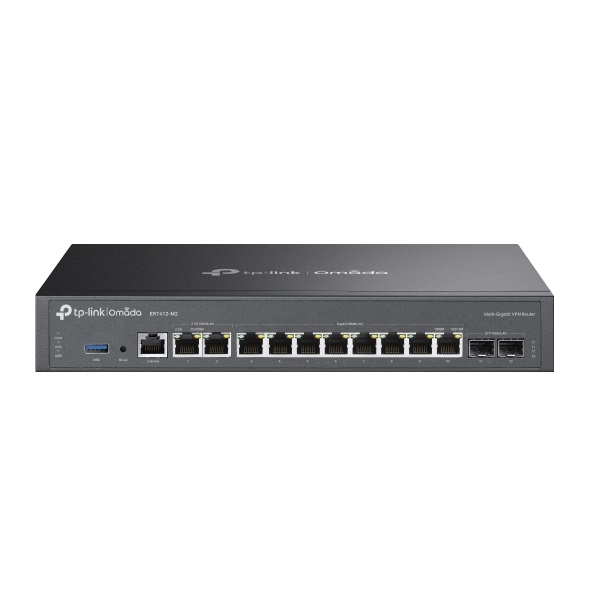 TP-Link Omada ER7412-M2 Router Cablato Multi-Gigabit 2.5G con 7 Porte LAN e 2 WAN, Supporto VPN, Nero