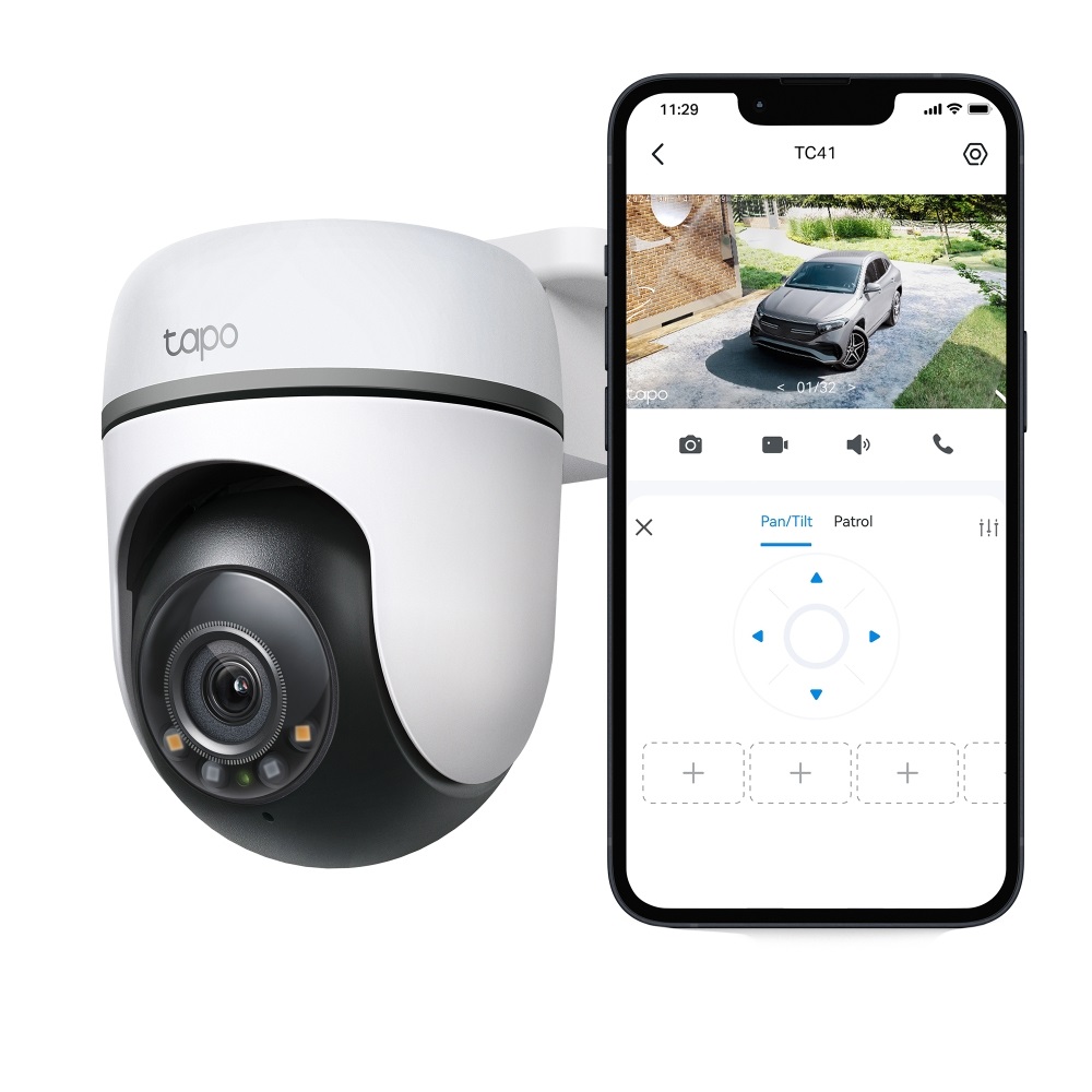 TP-Link Tapo TC41 Telecamera di Sicurezza IP 2K 2304x1296, Wireless, Interno/Esterno, Pan/Tilt, Visione Notturna, Soffitto/Muro