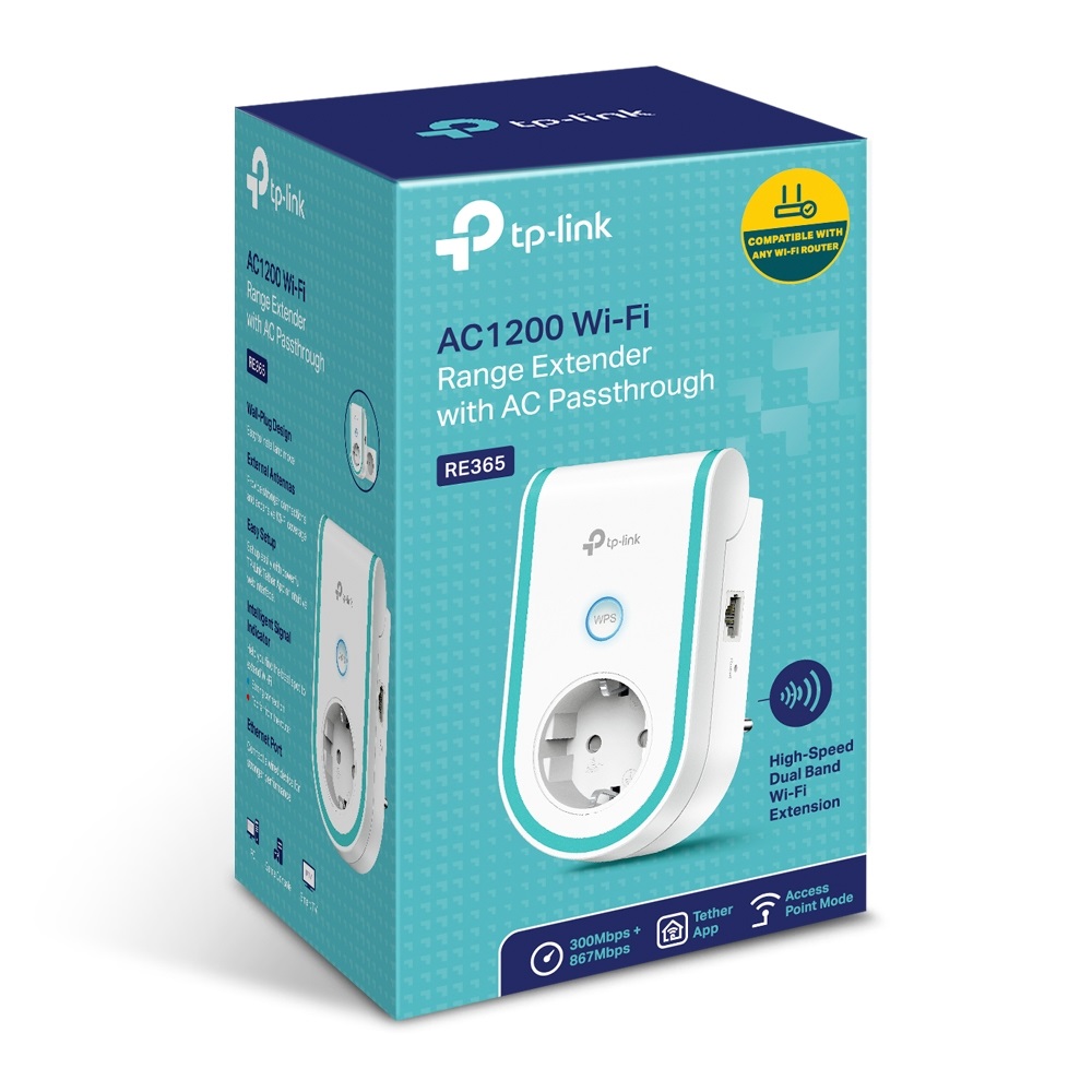 TP-Link RE365 V3 Ripetitore Wi-Fi AC1200 Dual Band con Presa Integrata e Porta LAN