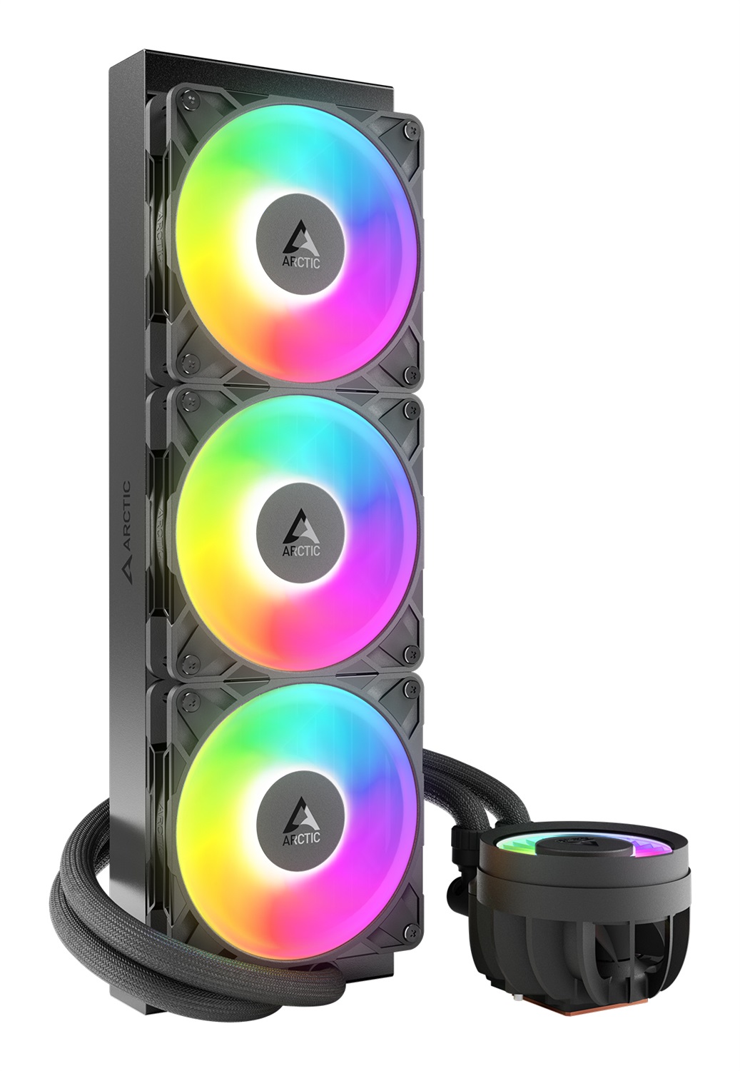 ARCTIC Liquid Freezer III Pro 360 A-RGB - Kit di raffreddamento a liquido 360mm con ventole da 12 cm, Flusso d'aria 131 m³/h, Cuscinetto fluido dinamico, Nero