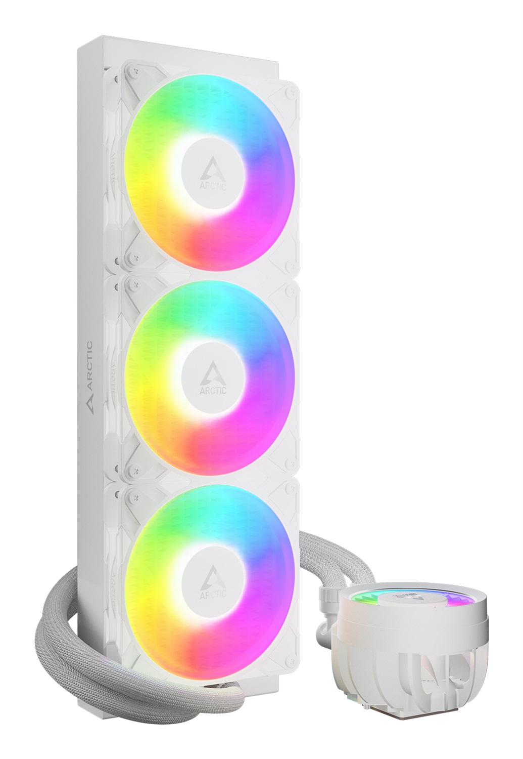 ARCTIC Liquid Freezer III Pro 360 A-RGB (White) - Kit di raffreddamento a liquido 12 cm, Flusso d'aria 131 m³/h, Cuscinetto FDB