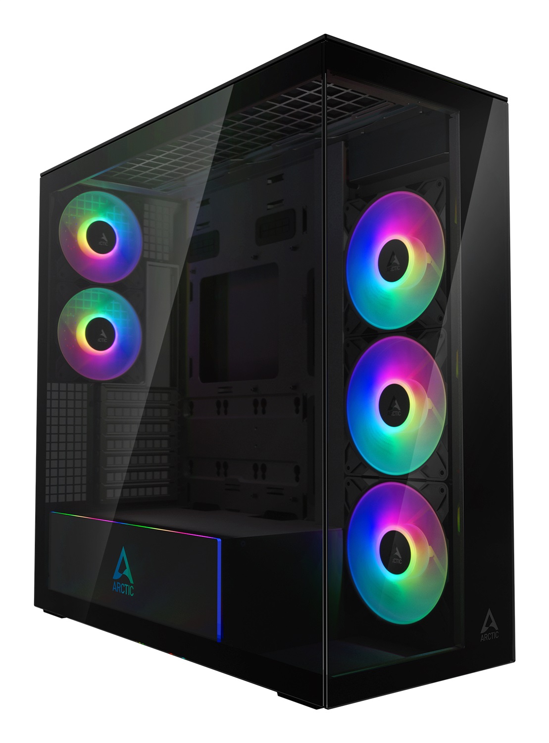 ARCTIC Xtender Mirror Midi Tower E-ATX RGB - Case Nero Lucido con 5 Ventole Preinstallate e Alto Flusso d'Aria