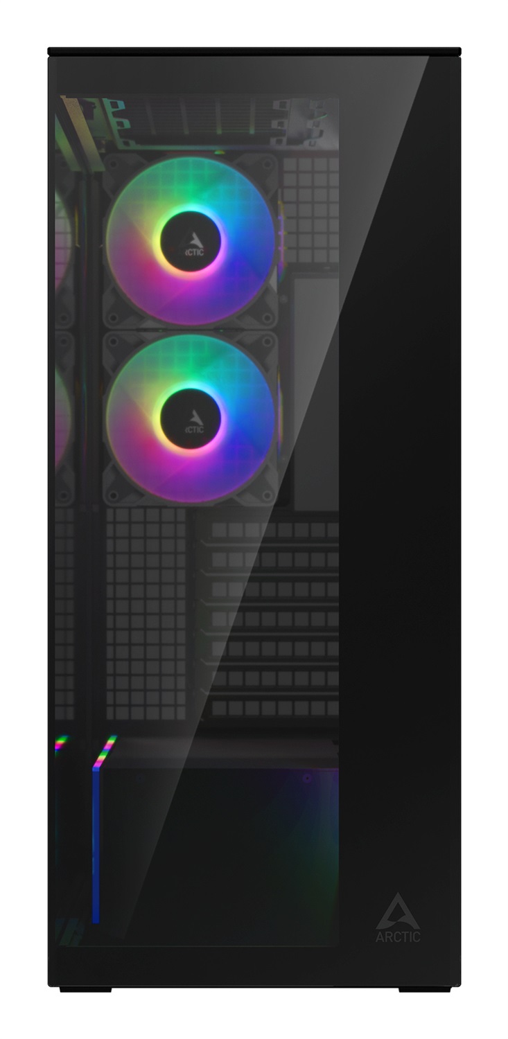 ARCTIC Xtender Mirror Midi Tower E-ATX RGB - Case Nero Lucido con 5 Ventole Preinstallate e Alto Flusso d'Aria