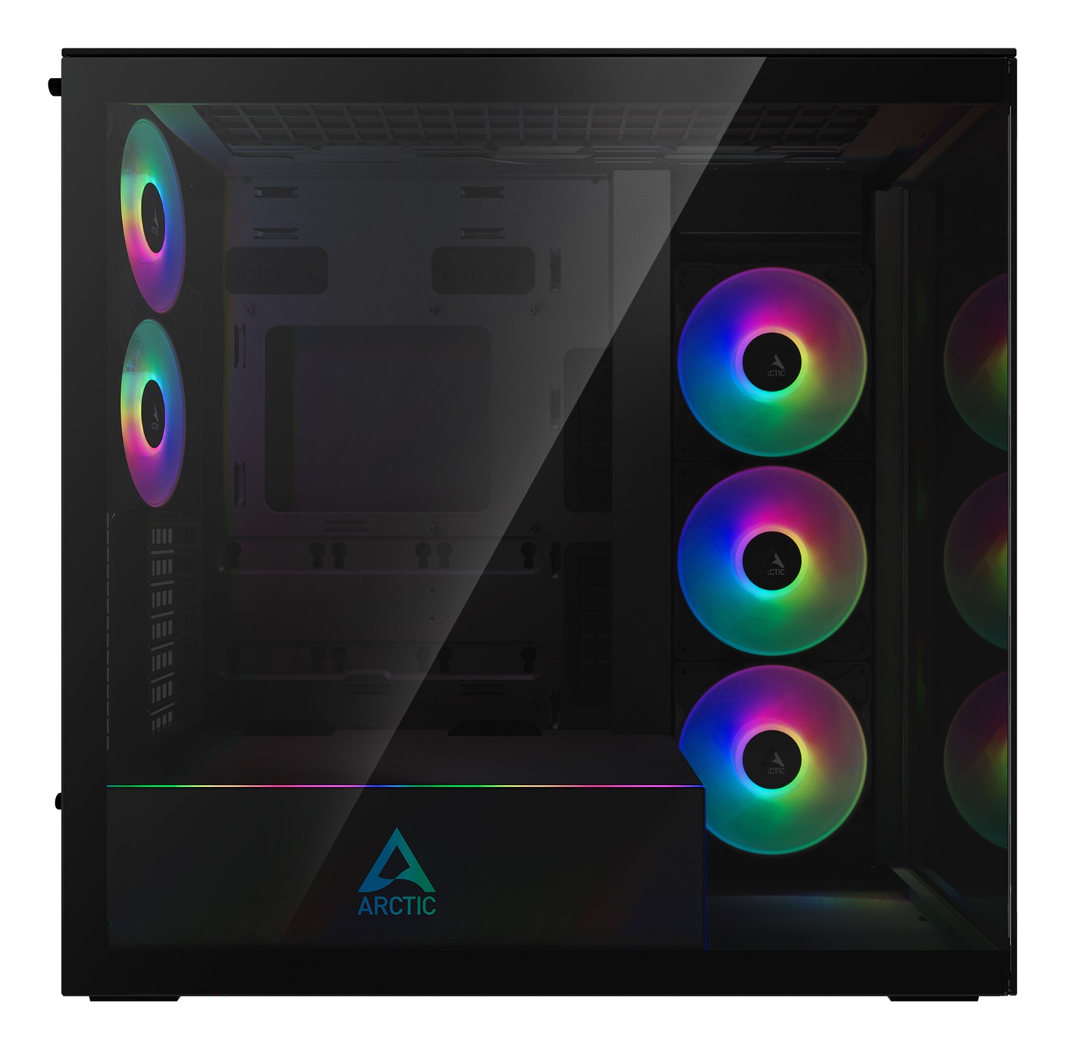 ARCTIC Xtender Mirror Midi Tower E-ATX RGB - Case Nero Lucido con 5 Ventole Preinstallate e Alto Flusso d'Aria