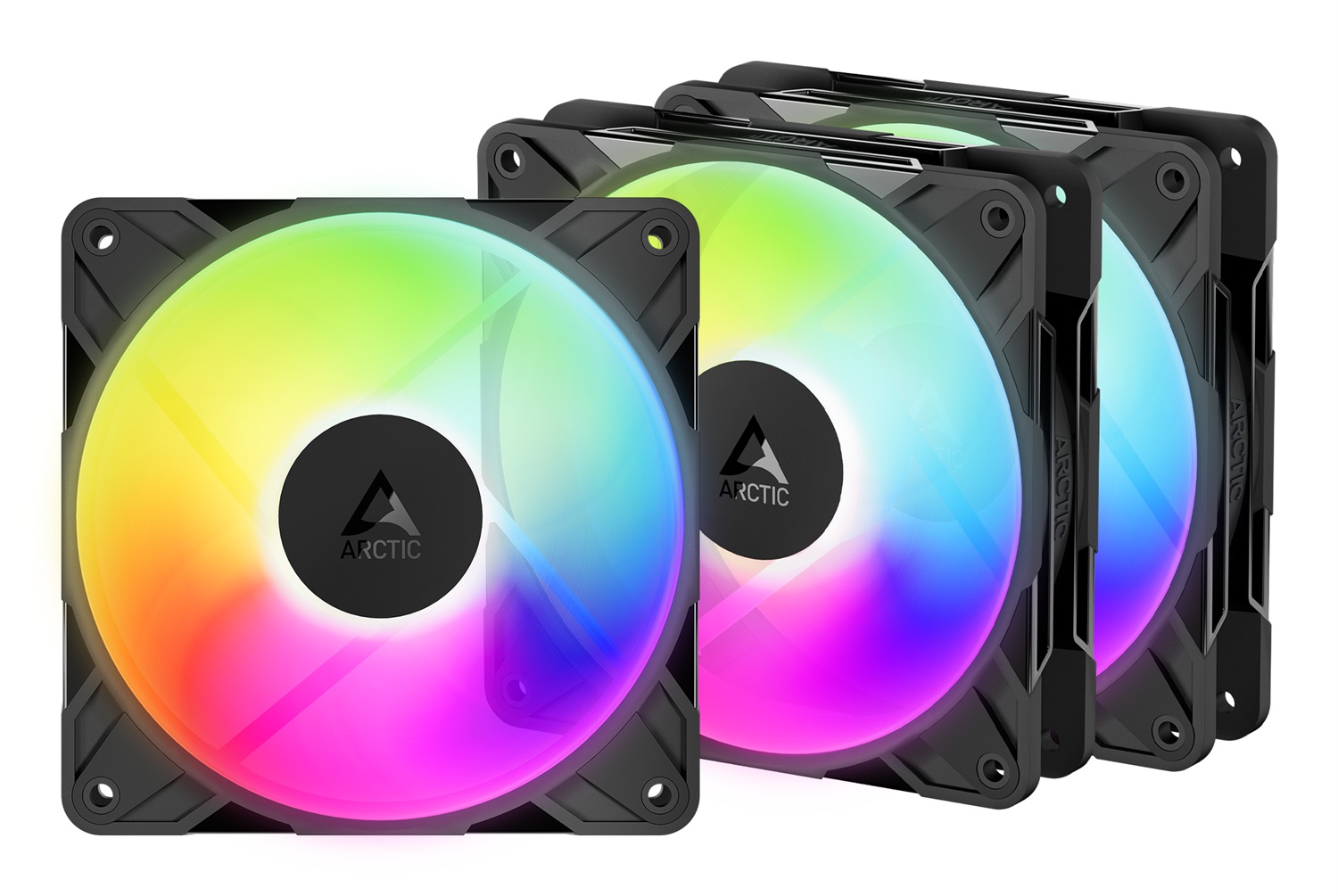 ARCTIC P12 Pro Reverse A-RGB - Ventola 120 mm con Flusso d'Aria Inverso, 3 Pack, PWM, 500-3000 rpm, RGB, FDB
