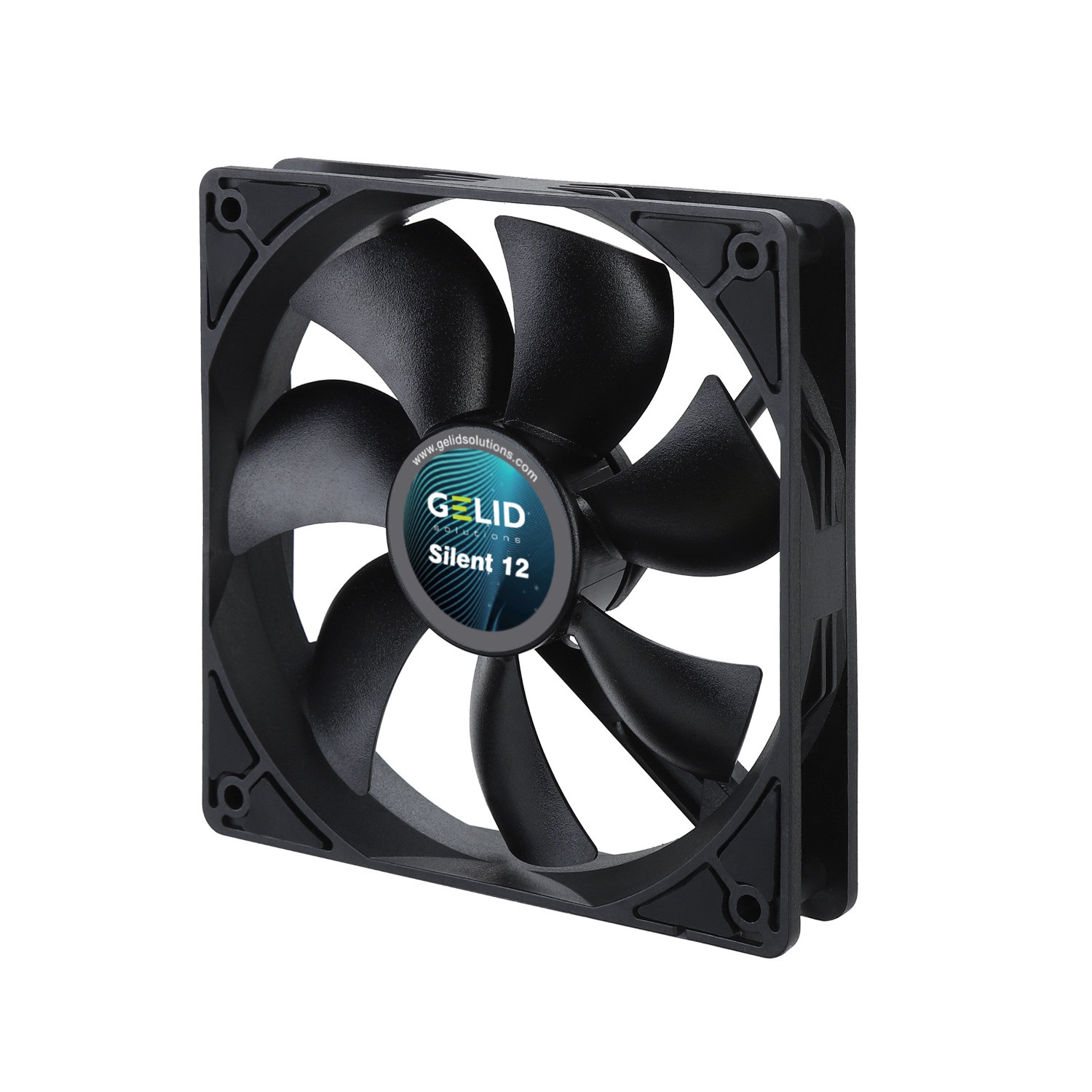 Gelid Solutions Silent 12 Black - Ventilatore 120 mm Silenzioso con Pale Ottimizzate per Alto Flusso d'Aria - Connettore a 3 Pin - RPM 1000 - Nero