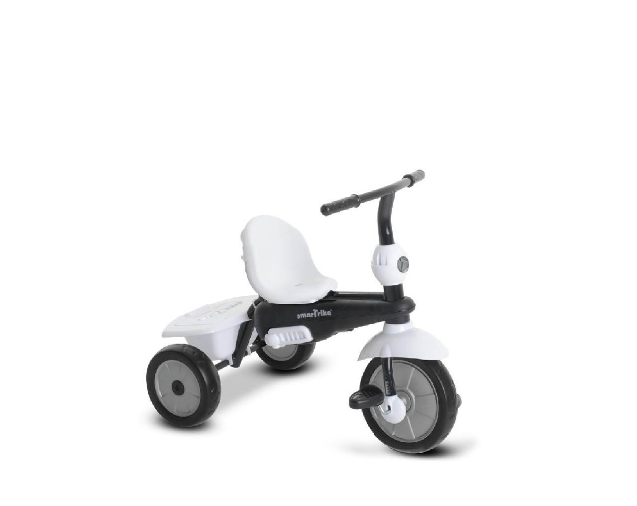 smarTrike Glow Touch - Triciclo 4 in 1 Nero/Bianco con Asta di Spinta, Parasole e Sedile Imbottito