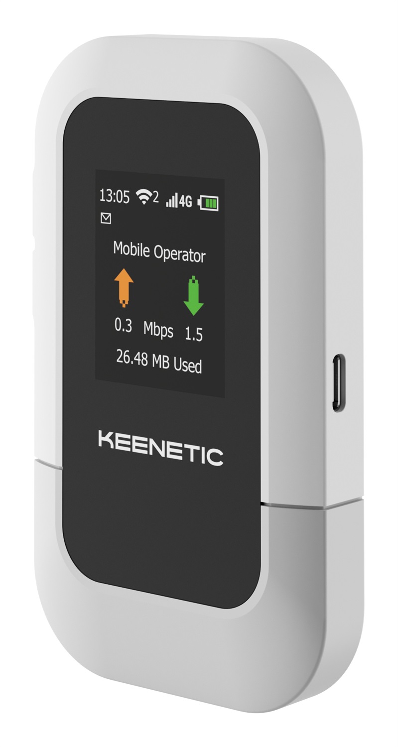 Keenetic Roamer 4G - Hotspot Portatile WiFi 6, 4G LTE, 150Mbps, Schermo LCD, Batteria 3000 mAh, Slot Nano SIM