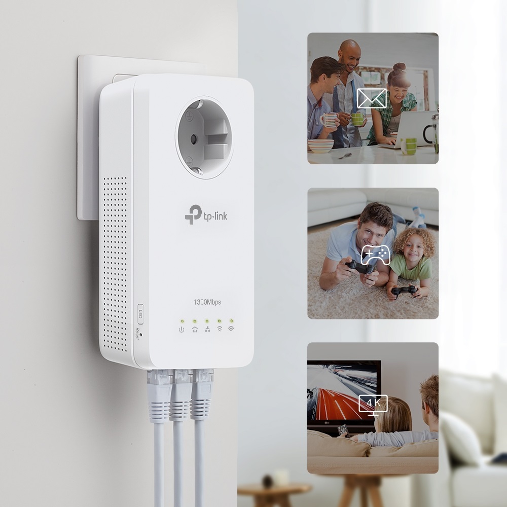 TP-Link TL-WPA1300P KIT Powerline Adapter - 1300 Mbit/s, Wi-Fi 5, Gigabit Ethernet, Bianco, 2 pz