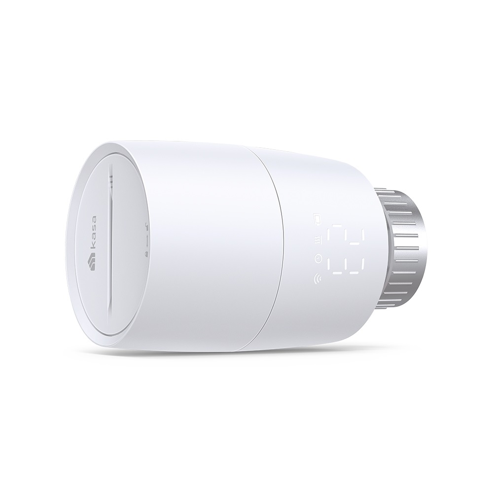 TP-Link Kasa KE100 Valvola Termostatica Intelligente - Controllo Distanza, Protezione Dal Gelo, Risparmio Energetico, Supporta Alexa e Google Assistant, Bianco, Policarbonato, Manopola, 0-40 °C, M30 x 1.5mm