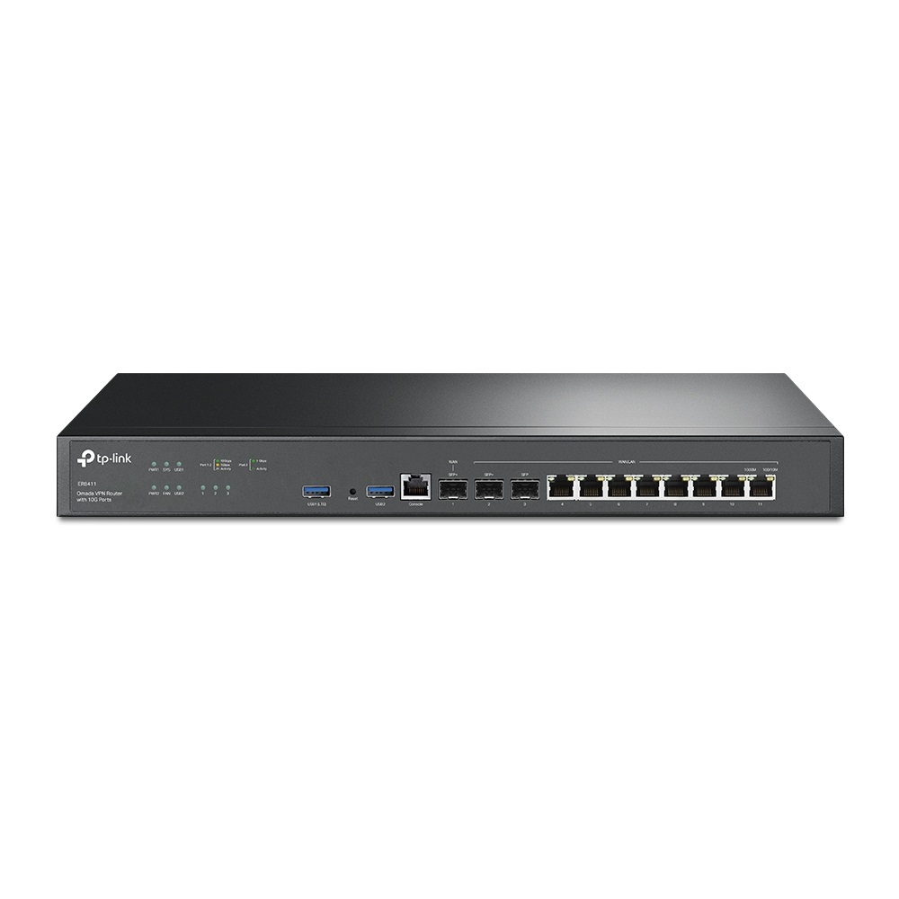 TP-Link Omada ER8411 Router VPN Multi-WAN con 8 Porte Gigabit e 2 Porte SFP 10G, Cablato, Nero