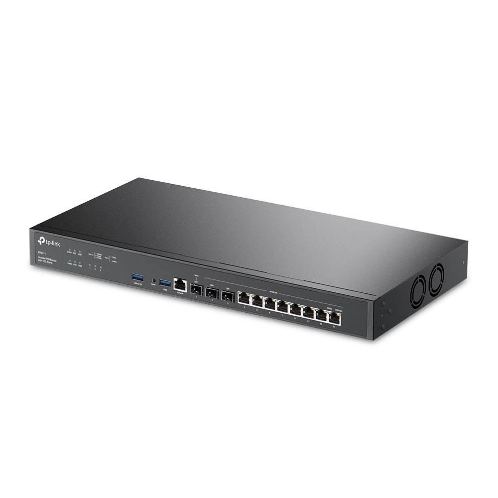 TP-Link Omada ER8411 Router VPN Multi-WAN con 8 Porte Gigabit e 2 Porte SFP 10G, Cablato, Nero