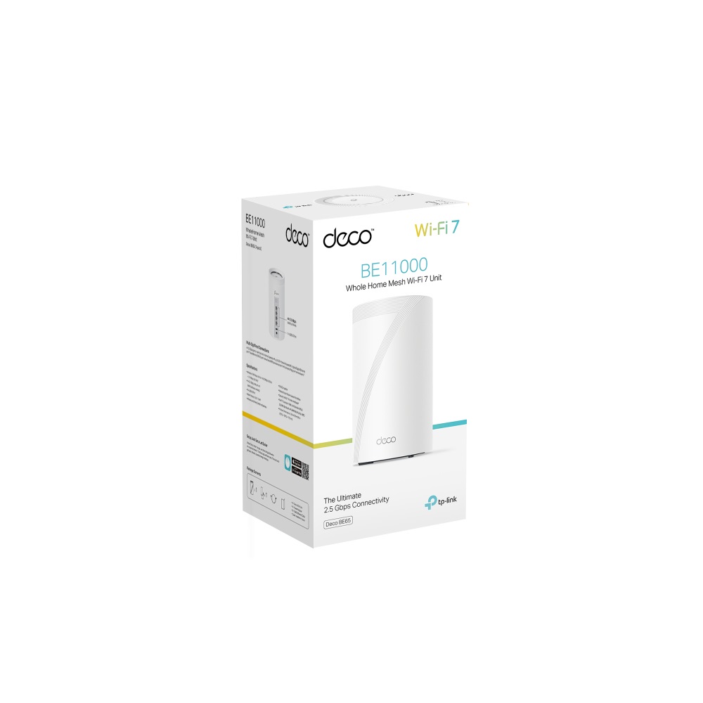 TP-Link Deco BE65 Tri-band Wi-Fi 7 (802.11be) Bianco - Sistema Mesh Interno, 11000 Mbit/s, Porta Ethernet da 2,5 Gbps