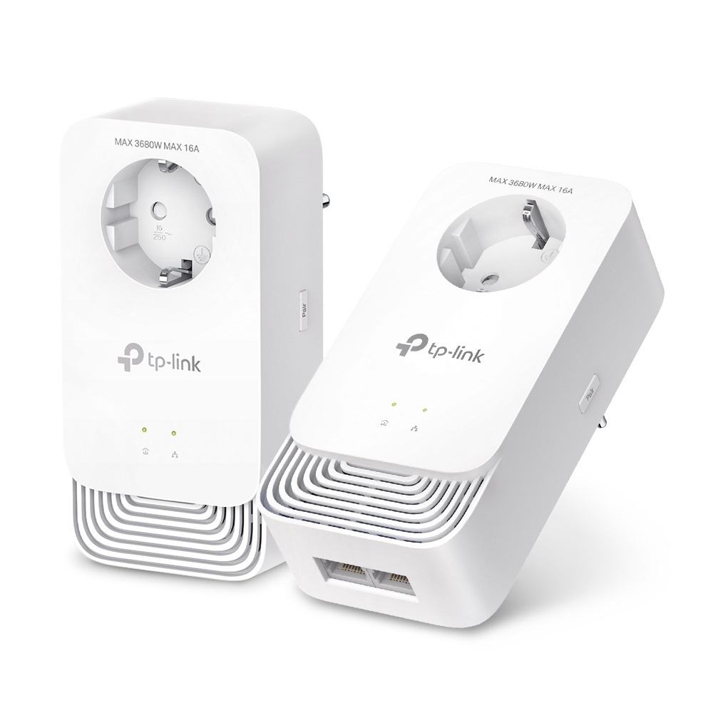 TP-Link PG2400P KIT Adattatore di Rete PowerLine 1428 Mbit/s con 2 2 Porte Gigabit Ethernet, Presa di Alimentazione Extra, Modalità di Risparmio Energetico, Plug & Play - Bianco (2 pz)