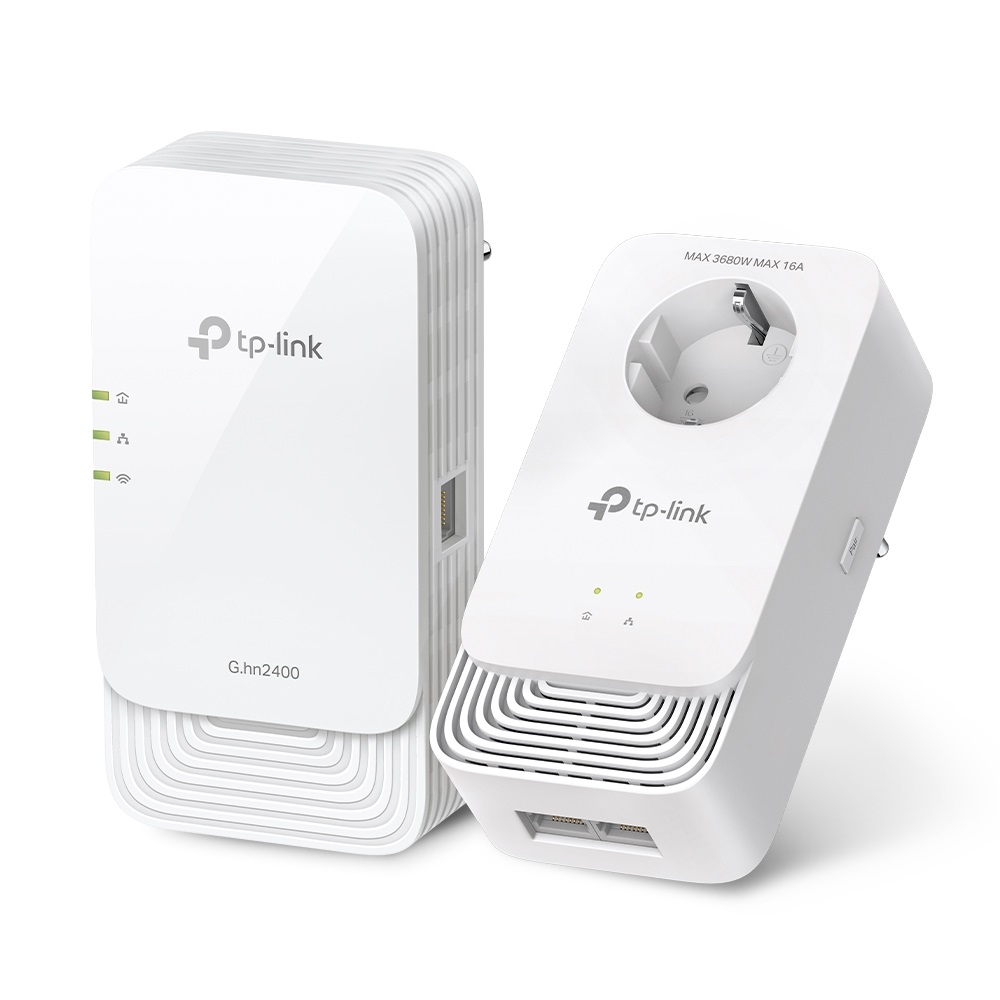TP-Link PGW2440 KIT Powerline Passante G.hn2400, AX1800Mbps WiFi 6, MIMO, 3 Porte Gigabit Ethernet, Presa di Alimentazione Extra, Plug&Play, EasyMesh