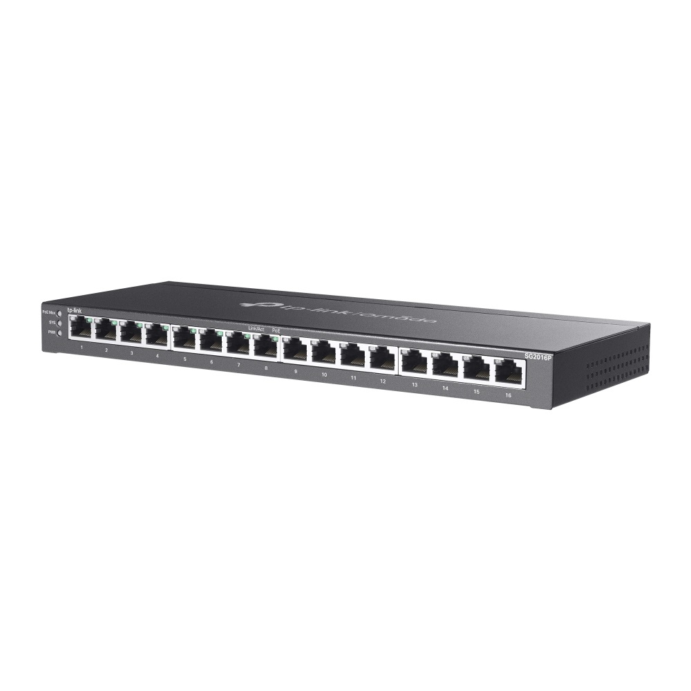 TP-Link Omada SG2016P Switch Smart Desktop 16 Porte Gigabit Ethernet (10/100/1000) con 8 Porte PoE e Gestione L2/L3/L4