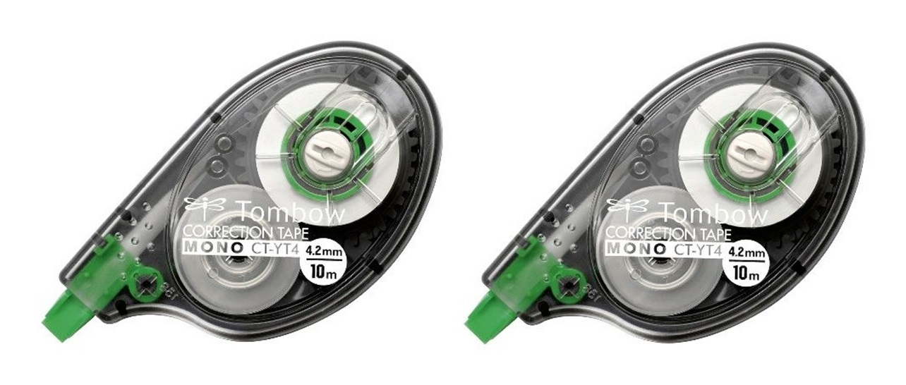 Tombow Correttore a Nastro Mono - 4,2 mm x 10 m - Confezione da 2 Pezzi con Tape Control System