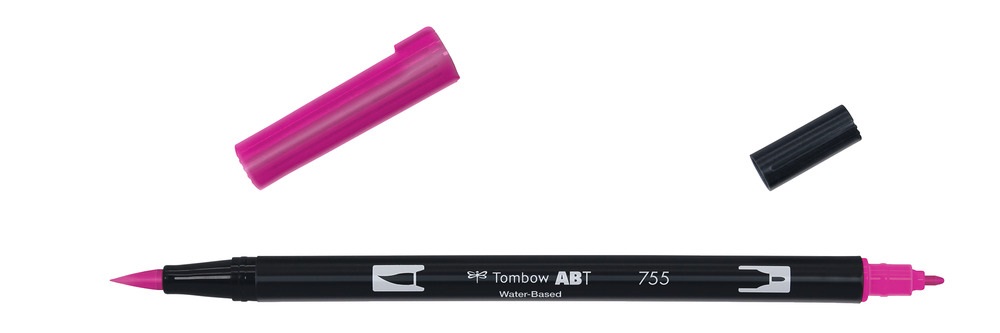 Tombow ABT-755 Pennarello a Doppia Punta Rubine Red - Inchiostro A Tossico, 1 pz