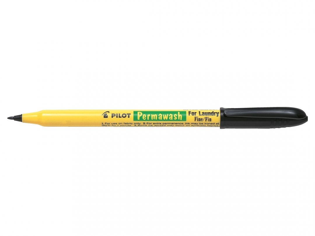 Pilot Permawash Marcatore per Tessuti Nero - Punta 2 mm, Resistente ai Lavaggi