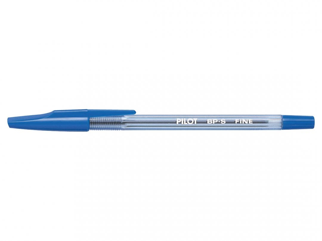Pilot Penna a sfera BP-S - Punta fine 0,7 mm - Blu - Fusto trasparente - Confezione da 12 pezzi