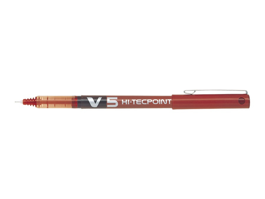 Pilot Hi-Tecpoint V5 Penna Roller 0,5 mm Rosso - Inchiostro Liquido con Riserva Visibile e Clip in Metallo