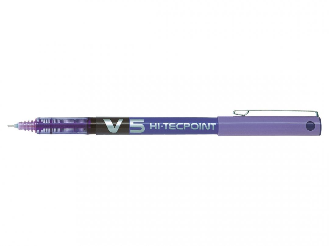 Pilot Hi-Tecpoint V5 Penna Roller a Sfera Viola - Punta 0,5 mm, Inchiostro Liquido, Clip in Metallo