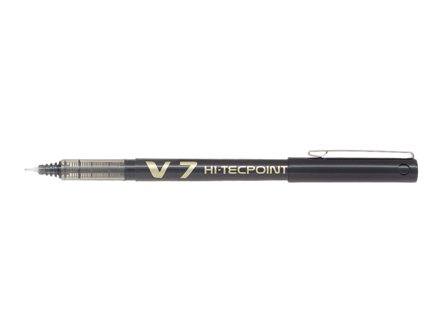 Pilot Hi-Tecpoint V7 Penna Roller 0,7 mm Nero - Inchiostro Liquido con Riserva Visibile e Clip in Metallo